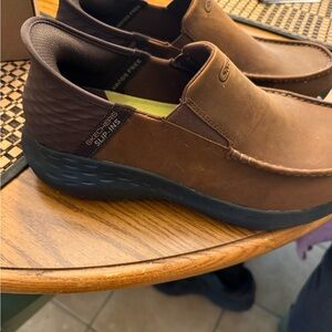 Skechers Brown Slip-On Moccasin Loafers with Black Sole